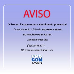 Procon Facape Retoma Atendimento Presencial DIVULGA PETROLINA